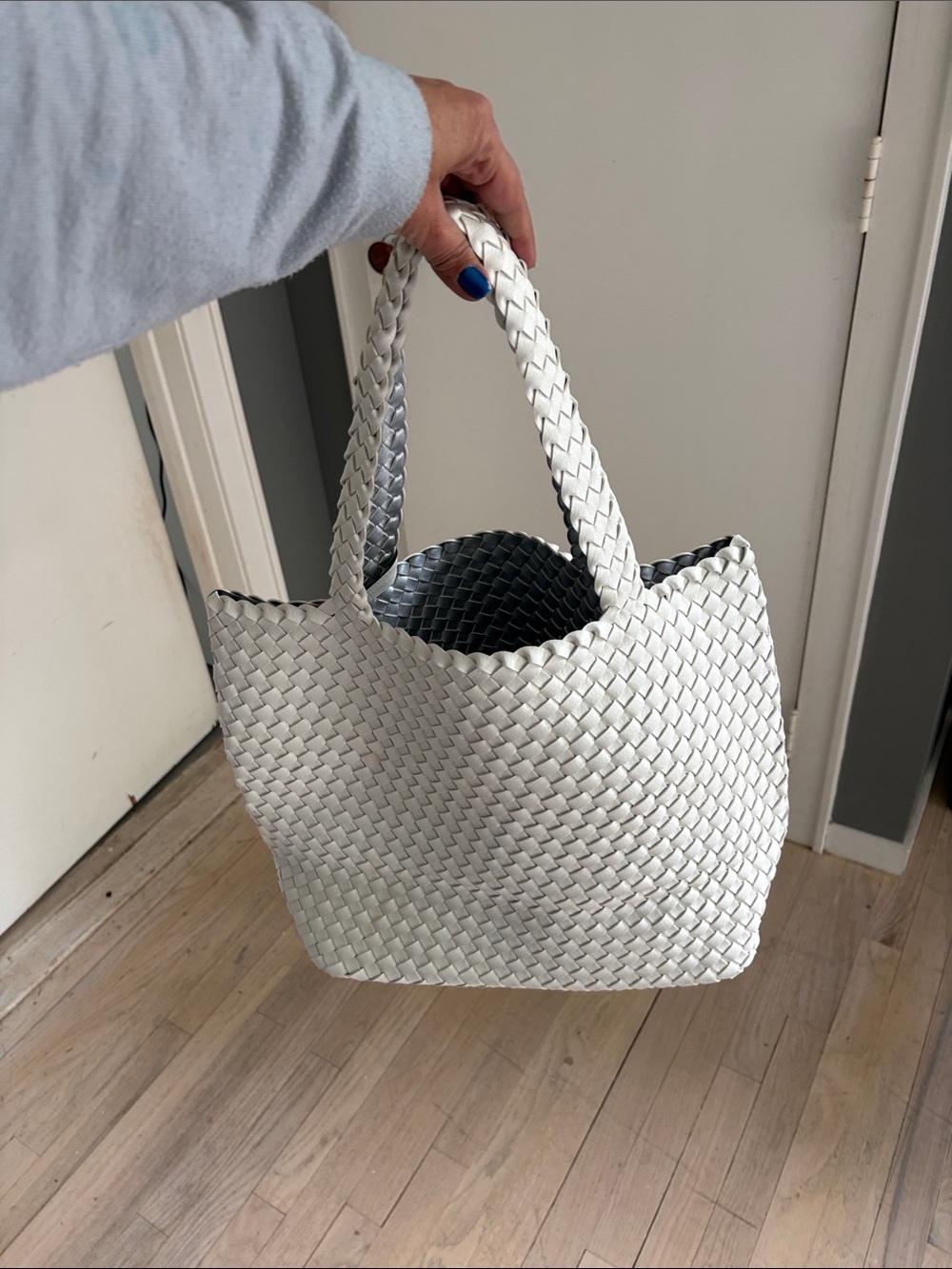 Ilse Jacobsen White Woven Tote with Braided Handles